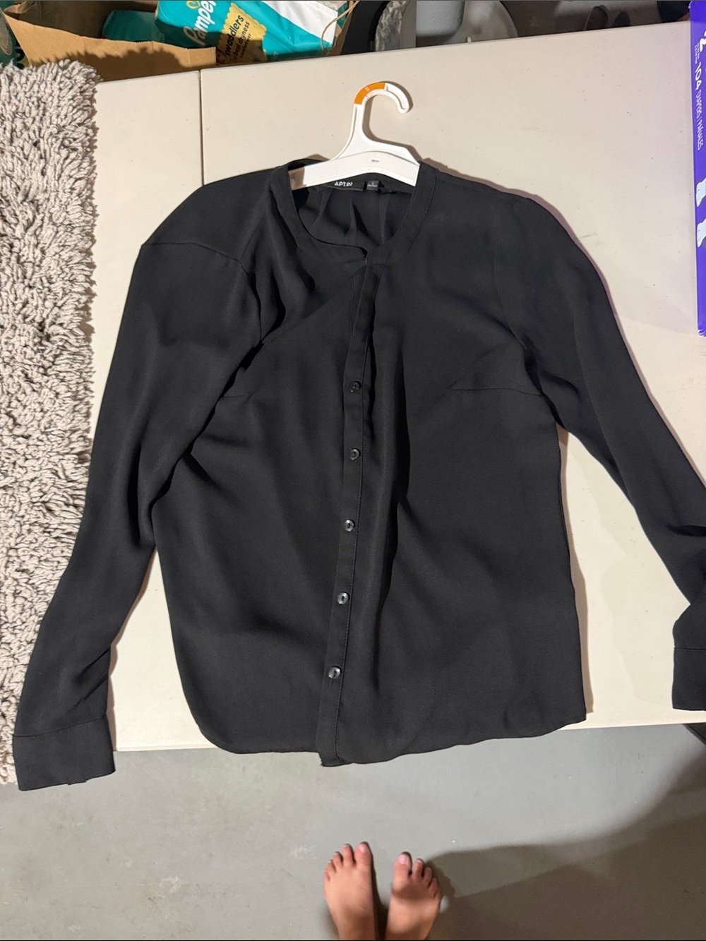 Apt. 9 Black Button-Front Long-Sleeve Shirt